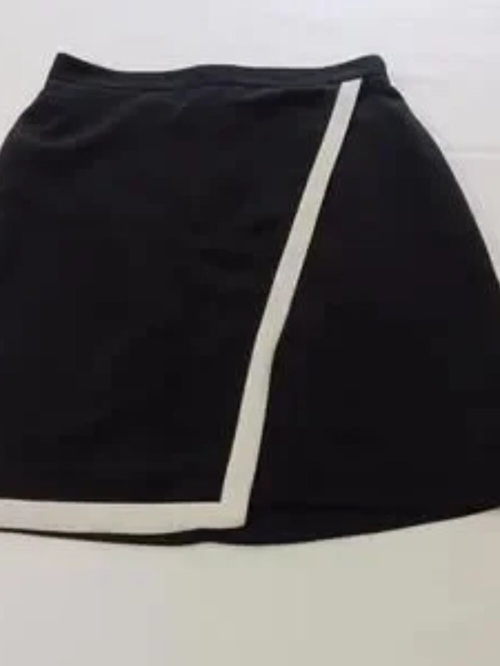 Women Sz 6 Crepe Tilted Wrapped Pencil Lined Skirt Black/White